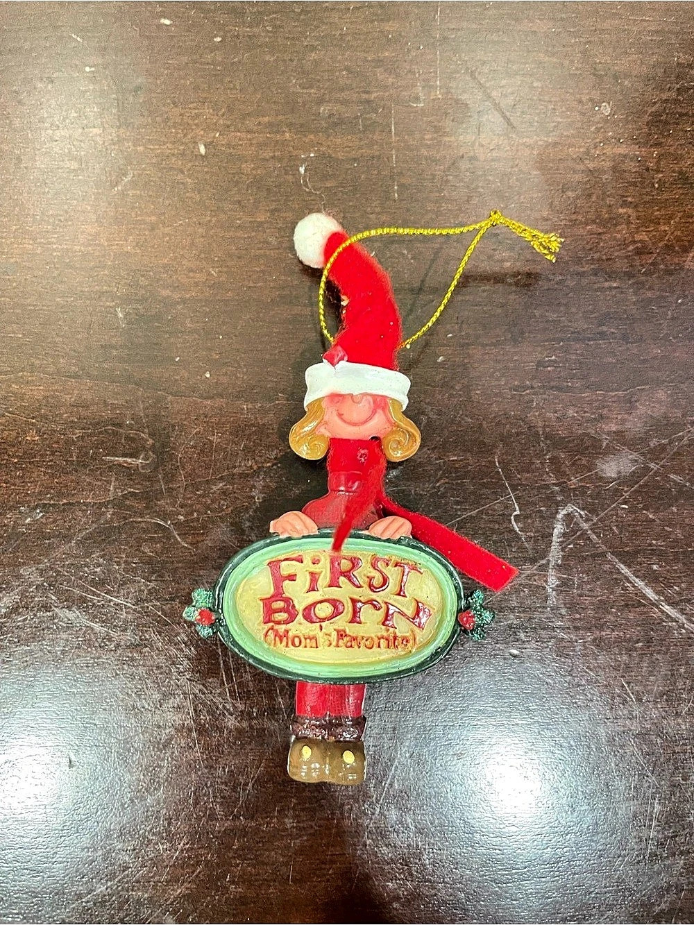 Kurt Adler Mom's Favorite First Born Ornament Red & Green